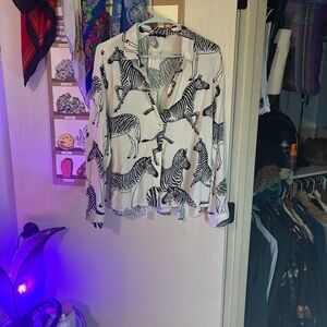 Jane and Delancey Black and White Zebra Print Blouse